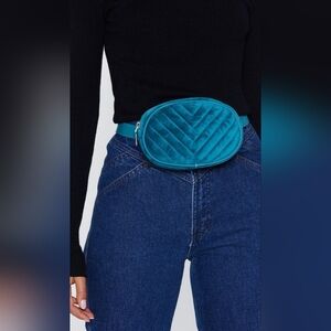 Travel PU Leather Waist Adjustable Belt Bag In Velvet Teal